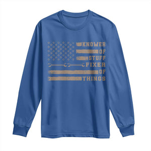 Knower Of Stuff Fixer Of Things Long Sleeve Shirt Funny Handyman Dad Husband Vintage American Flag TS11 Royal Blue Print Your Wear