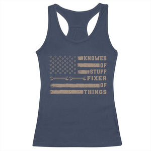Knower Of Stuff Fixer Of Things Racerback Tank Top Funny Handyman Dad Husband Vintage American Flag TS11 Navy Print Your Wear