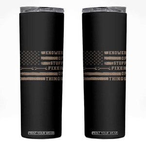 Knower Of Stuff Fixer Of Things Skinny Tumbler Funny Handyman Dad Husband Vintage American Flag TS11 Black Print Your Wear