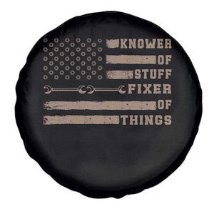 Knower Of Stuff Fixer Of Things Spare Tire Cover Funny Handyman Dad Husband Vintage American Flag TS11 Print Your Wear