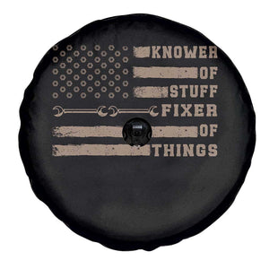 Knower Of Stuff Fixer Of Things Spare Tire Cover Funny Handyman Dad Husband Vintage American Flag TS11 Print Your Wear