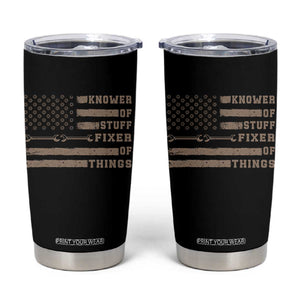 Knower Of Stuff Fixer Of Things Tumbler Cup Funny Handyman Dad Husband Vintage American Flag TS11 Black Print Your Wear