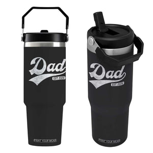 Dad Est 2026 Flip Straw Tumbler Funny New Dad Baby Announcement TS11 One Size: 30 oz Black Print Your Wear