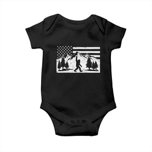Patriotic Bigfoot American Flag in Forest Baby Onesie TS11 Black Print Your Wear
