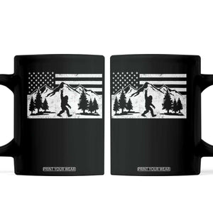 Patriotic Bigfoot American Flag in Forest Coffee Mug TS11 Black Print Your Wear