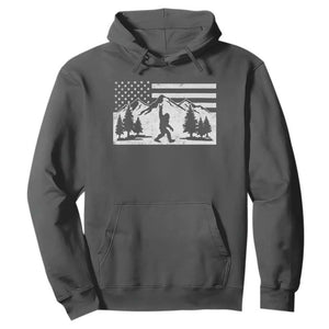 Patriotic Bigfoot American Flag in Forest Hoodie TS11 Dark Heather Print Your Wear