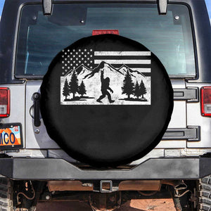 Patriotic Bigfoot American Flag in Forest Spare Tire Cover TS11 No hole Black Print Your Wear