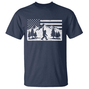 Patriotic Bigfoot American Flag in Forest T Shirt TS11 Navy Print Your Wear