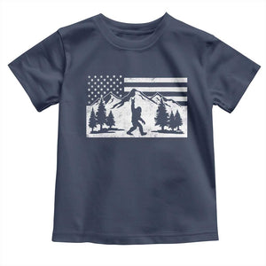 Patriotic Bigfoot American Flag in Forest Toddler T Shirt TS11 Navy Print Your Wear