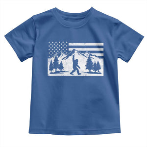 Patriotic Bigfoot American Flag in Forest Toddler T Shirt TS11 Royal Blue Print Your Wear