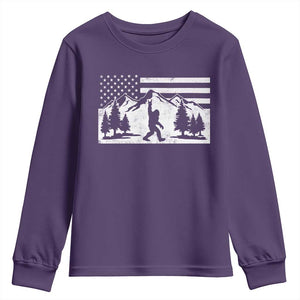 Patriotic Bigfoot American Flag in Forest Youth Sweatshirt TS11 Purple Print Your Wear