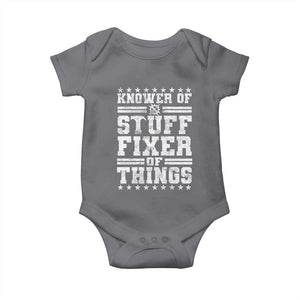 Knower Of Stuff Fixer Of Things Baby Onesie Funny Handyman Mechanic Dad TS11 Charcoal Print Your Wear