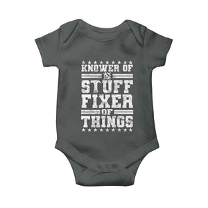Knower Of Stuff Fixer Of Things Baby Onesie Funny Handyman Mechanic Dad TS11 Dark Heather Print Your Wear