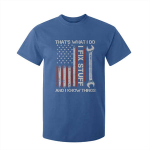 Thats What I Do I Fix Stuff And I Know Things T Shirt For Kid Funny Mechanic Engineer Vintage American Flag TS11 Royal Blue Print Your Wear