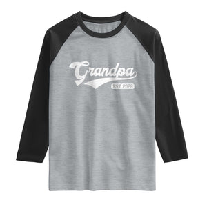 Grandpa Est 2026 Raglan Shirt New Grandpa Paternity Father's Day TS11 Heather Gray Black Print Your Wear