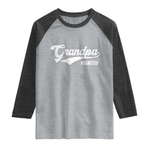 Grandpa Est 2026 Raglan Shirt New Grandpa Paternity Father's Day TS11 Heather Gray Heather Charcoal Print Your Wear