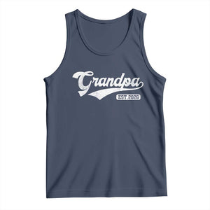 Grandpa Est 2026 Tank Top New Grandpa Paternity Father's Day TS11 Navy Print Your Wear