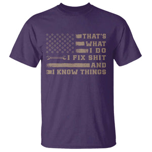 Thats What I Do I Fix Shit And I Know Things T Shirt Funny Mechanic American Flag TS11 Purple Print Your Wear