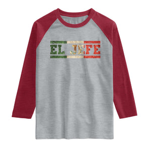 El Jefe Raglan Shirt Funny Mexican Boss Spanish Slang TS11 Heather Gray Heather Red Print Your Wear