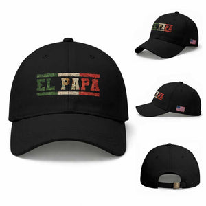 El Papa Funny Mexican Dad Baseball Cap Mexico Vintage Flag Father's Day TS11 Baseball Cap Universal Fit Black Print Your Wear