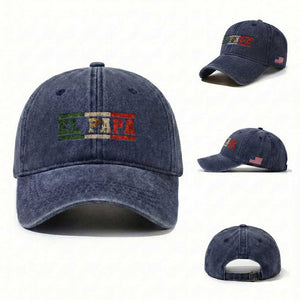 El Papa Funny Mexican Dad Washed Cotton Baseball Cap Mexico Vintage Flag Father's Day TS11 Washed Cap Universal Fit Navy Print Your Wear