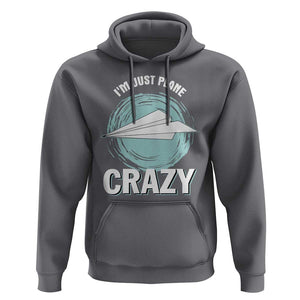 Funny Paper Plane Hoodie I'm Just Plane Crazy Pilots TS11 Charcoal Print Your Wear
