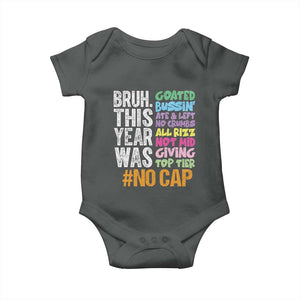 Funny Bruh This Year Was Goated No Cap Baby Onesie Last Day Of School TS11 Dark Heather Print Your Wear