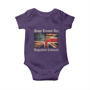 Funny Happy Treason Day Ungrateful Colonials Baby Onesie July 4th British Flag TS11 Purple Print Your Wear