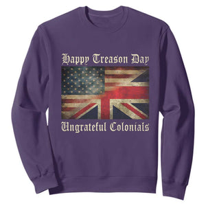 Funny Happy Treason Day Ungrateful Colonials Sweatshirt July 4th British Flag TS11 Purple Print Your Wear
