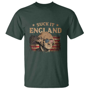 Funny Suck It England T Shirt 4th of July George Washington 1776 TS11 Dark Forest Green Print Your Wear