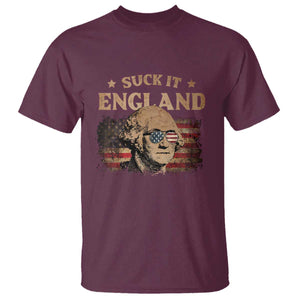 Funny Suck It England T Shirt 4th of July George Washington 1776 TS11 Maroon Print Your Wear