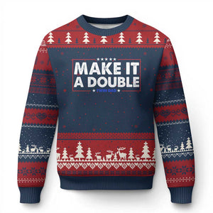 Make It A Double Twin Dad Ugly Christmas Sweater Soon to Be Daddy Funny Father's Day TS11 Navy Red Print Your Wear