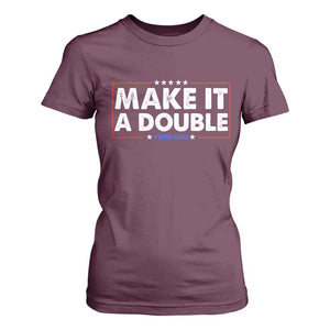 Make It A Double Twin Dad T Shirt For Women Soon to Be Daddy Funny Father's Day TS11 Maroon Print Your Wear