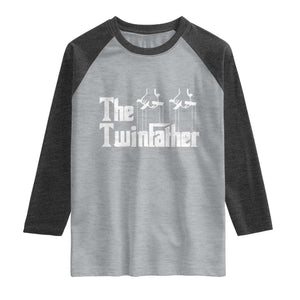 The Twinfather Raglan Shirt Funny Dad Of Twins Fathers Day TS11 Heather Gray Heather Charcoal Print Your Wear