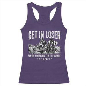 Get In Loser We Are Crossing The Delaware Racerback Tank Top Funny George Washington 250th 4th Of July TS11 Purple Print Your Wear