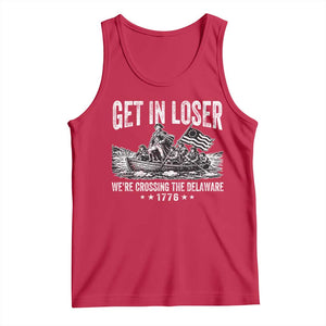 Get In Loser We Are Crossing The Delaware Tank Top Funny George Washington 250th 4th Of July TS11 Red Print Your Wear