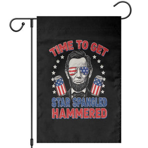 Time To Get Star Spangled Hammered Abraham Lincoln Garden Flag Funny 4th of July