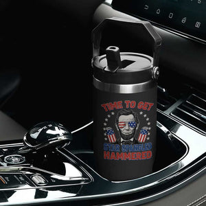 Time To Get Star Spangled Hammered Abraham Lincoln Flip Straw Tumbler Funny 4th of July