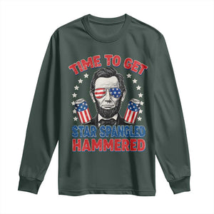 Time To Get Star Spangled Hammered Abraham Lincoln Long Sleeve Shirt Funny 4th of July