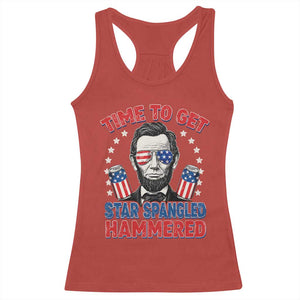 Time To Get Star Spangled Hammered Abraham Lincoln Racerback Tank Top Funny 4th of July