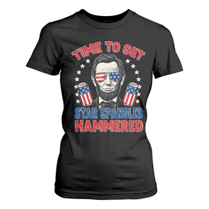 Time To Get Star Spangled Hammered Abraham Lincoln T Shirt For Women Funny 4th of July