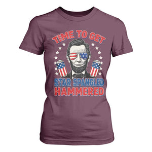 Time To Get Star Spangled Hammered Abraham Lincoln T Shirt For Women Funny 4th of July