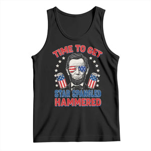 Time To Get Star Spangled Hammered Abraham Lincoln Tank Top Funny 4th of July