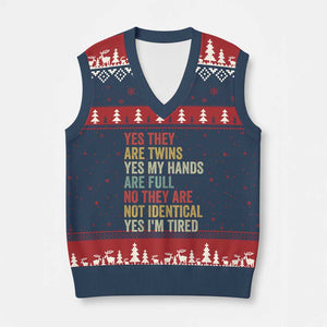 Twin Mom Twin Dad V-Neck Knit Sweater Vest Yes They Are Twins My Hands Are Full Yes I Am Tired