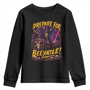 Prepare For Beeyatle Youth Sweatshirt Funny Goat Wizard LitRPG Lover