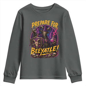 Prepare For Beeyatle Youth Sweatshirt Funny Goat Wizard LitRPG Lover