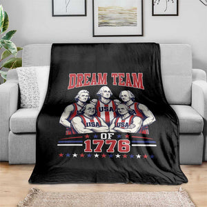 Dream Team of 1776 Funny Basketball 4th of July Founding Fathers Throw Blanket