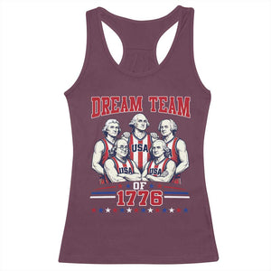 Dream Team of 1776 Funny Basketball 4th of July Founding Fathers Racerback Tank Top