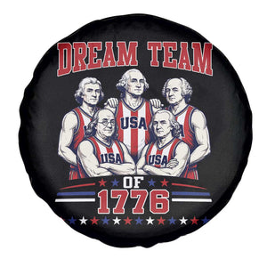 Dream Team of 1776 Funny Basketball 4th of July Founding Fathers Spare Tire Cover