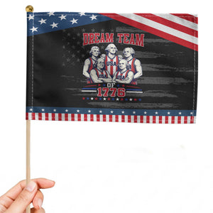 Dream Team of 1776 Funny Basketball 4th of July Founding Fathers Patriotic Handheld Flag